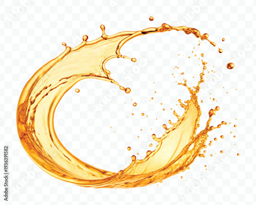 realistic 3d dynamic smooth liquid oil splash in mid air cut out and circle style isolated on transparent background