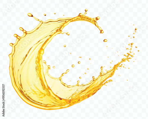 realistic 3d dynamic smooth liquid oil splash in mid air cut out and circle style isolated on transparent background