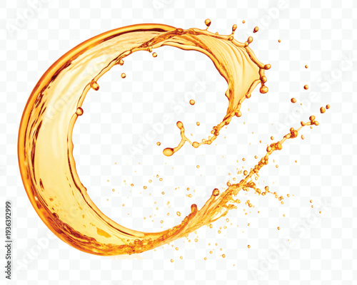 realistic 3d dynamic smooth liquid oil splash in mid air cut out and circle style isolated on transparent background