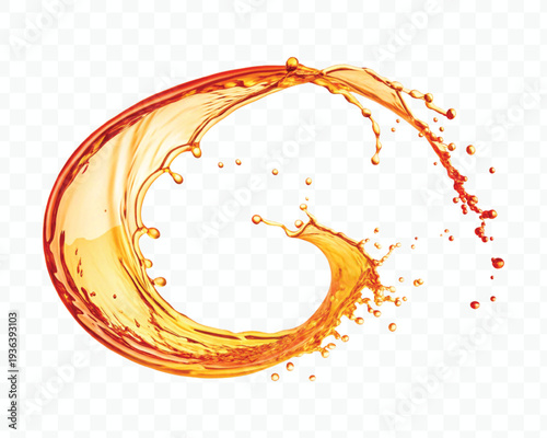 realistic 3d dynamic smooth liquid oil splash in mid air cut out and circle style isolated on transparent background