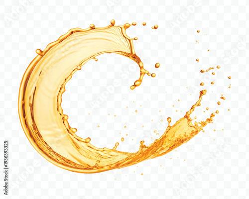 realistic 3d dynamic smooth liquid oil splash in mid air cut out and circle style isolated on transparent background