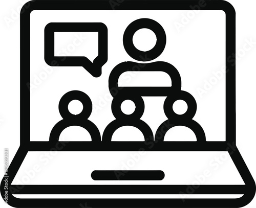 Online meeting icon showing people communicating during a virtual business conference