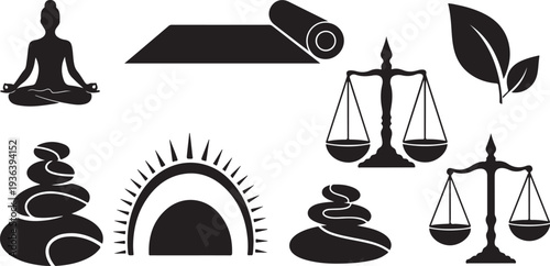 Yoga and wellness icons for meditation and balance