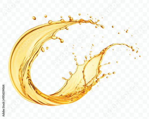 realistic 3d dynamic smooth liquid oil splash in mid air cut out and circle style isolated on transparent background