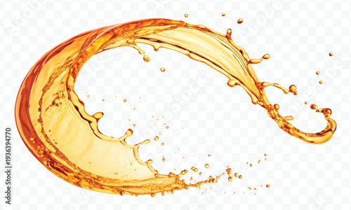 realistic 3d dynamic smooth liquid oil splash in mid air cut out and circle style isolated on transparent background