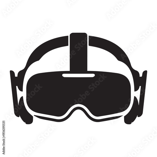 Virtual reality goggles front view Icon Silhouette vector black design on a white background