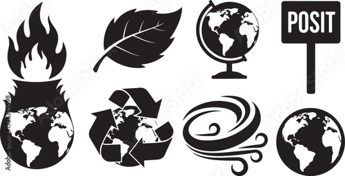 Environmental icons and symbols for global awareness campaign
