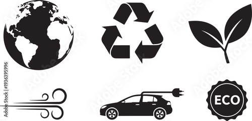 Eco Friendly Symbols for Sustainable Living and Green Earth