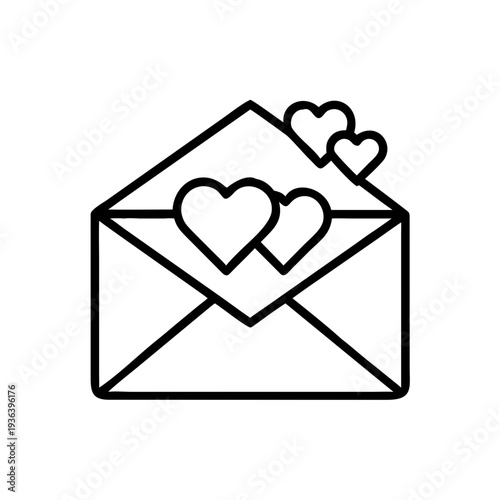 Envelope with hearts symbolizing love and affection in a minimalist style  