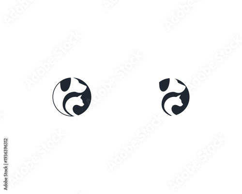 Dog and cat logo design template vector, line of pet logo design suitable for pet shop, store, cafe, business, hotel, veterinary clinic, Domestic animal vector illustration logotype, sign and symbol