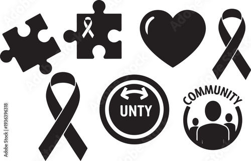 Awareness symbols for community support and unity together