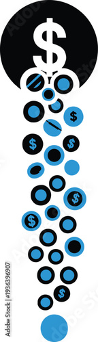 Monetary Flow: Conceptual illustration depicting the continuous stream of money, symbolizing financial abundance and wealth generation.