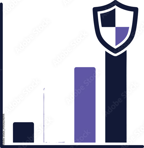 Data Protection Progress: A visual representation of data security, featuring a rising bar graph symbolizing improvement, with a shield icon.