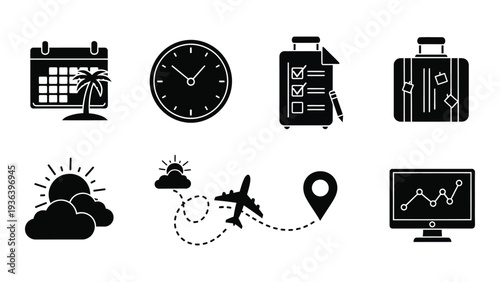 Travel planning and organization icons