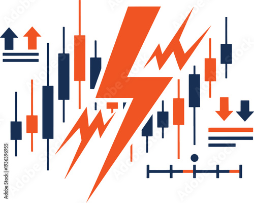 Dynamic Market: A stylized graphic illustrates the volatility of the market. The focal point is a lightning bolt symbol. 