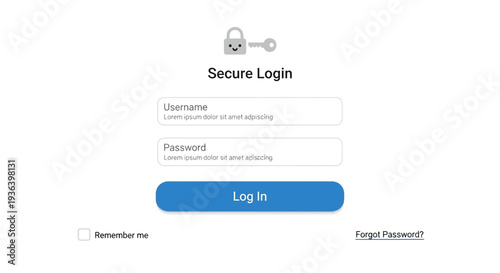 Vector login page icon, secure login screen