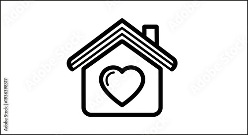 A heartwarming illustration of a house with a heart symbol inside