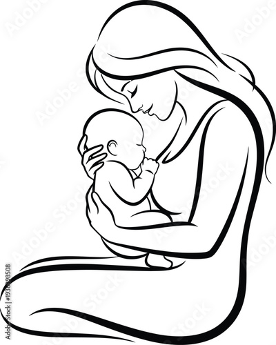 Mother tenderly holding and breastfeeding her newborn baby in a loving embrace
