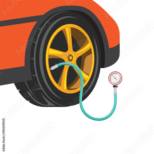 checking car tire pressure vector illustration element design template