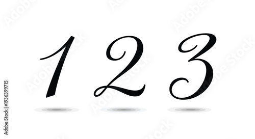elegant calligraphy numbers 1 2 3 vector set 4k