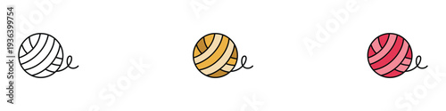 Yarn ball icon set. Knitting wool and sewing thread symbol. Vector Illustration.