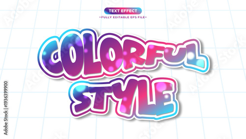 Colorful Gradient Bubble Text Effect in Trendy Y2K Sticker Style – Editable Vector Typography