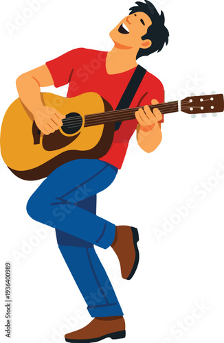 Guitar Player Performing Music Full Body featuring Acoustic Guitarist on Stage for Live Concert and Musical Performance Graphic Design
