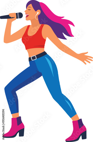 Pop Singer Performing Concert Music Full Body featuring Modern Male Vocalist on Stage for Musical Performance and Entertainment Graphic Design