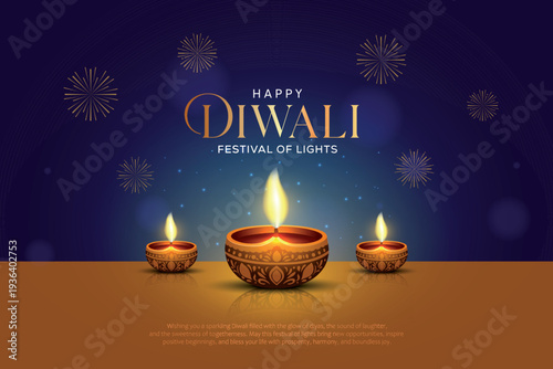 Happy Diwali festival of lights, holiday Background, Diwali celebration greeting card, creative vector illustration design.