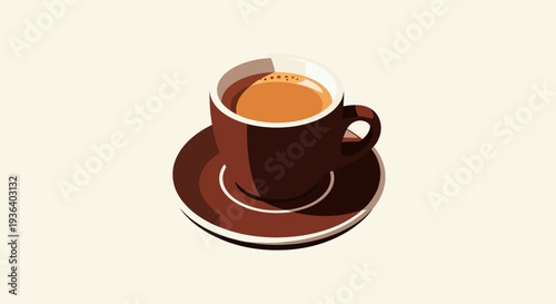 Espresso coffee cup and saucer on minimalist background