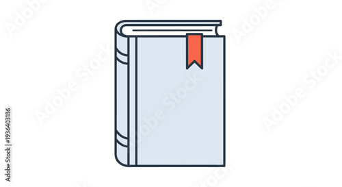 Flat design closed book with red bookmark icon