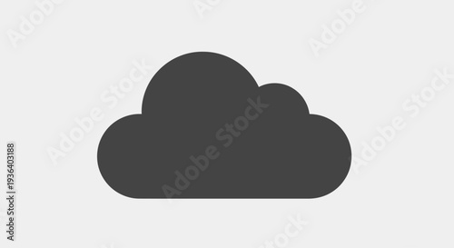 Flat design dark grey cloud icon on light grey background