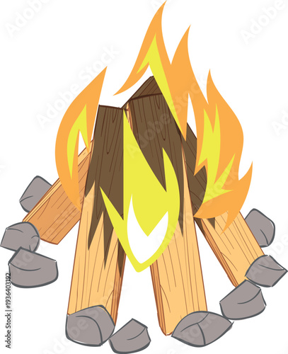 Burning stacking wood cartoon wooden timber pile icon