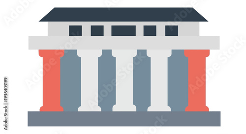 Flat design icon of classical building with columns