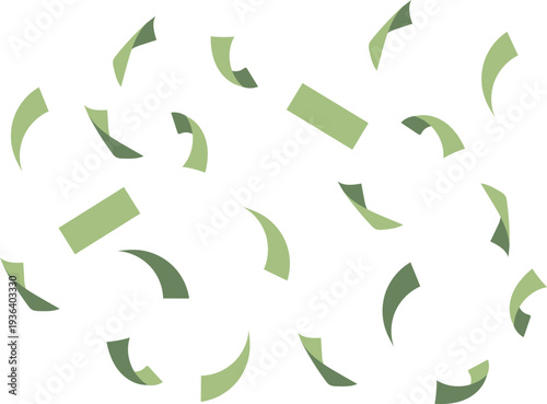 Falling money. Dollar banknote rain. Green cash