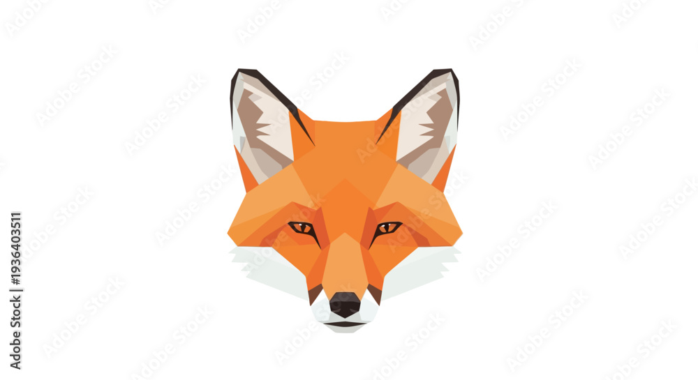 Obraz premium Geometric low poly fox head illustration on white background