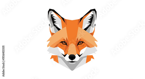 Geometric fox head illustration on white background