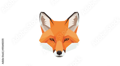 Geometric low poly fox head illustration on white background