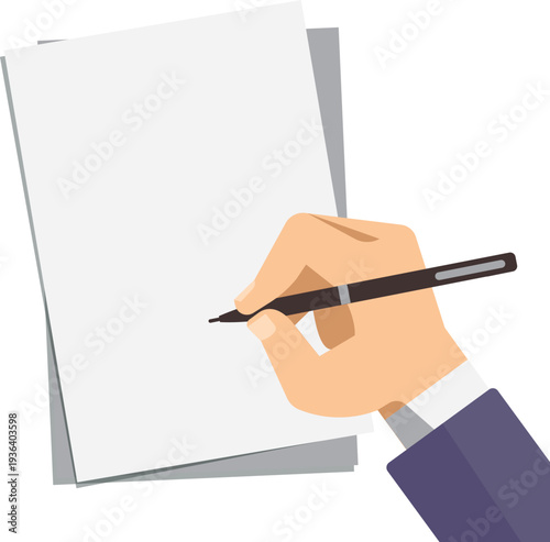 Hand write on white paper page. Signing icon