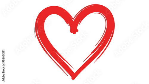 A red heart drawn on a white background