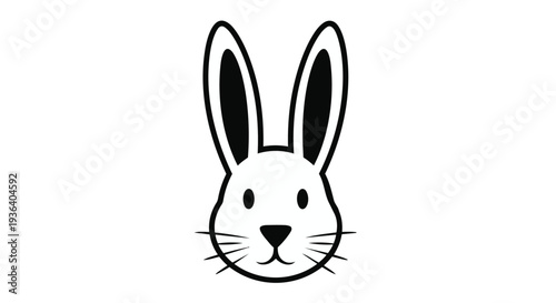 A cute cartoon rabbit head with long ears and whiskers