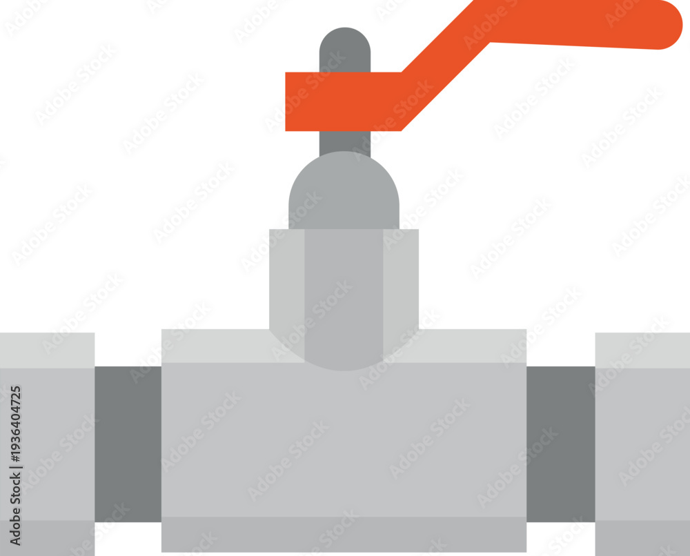 Fototapeta premium Pipeline adapter with red tap handle color icon