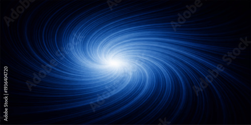 An abstract blue wallpaper design featuring a spiral vortex of light and digital fractal waves creates a motion-filled energy pattern across a textured space background
