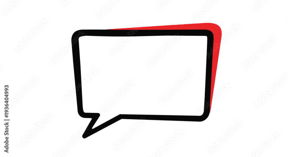 Naklejka premium A comic speech bubble with a red and black outline on a for dialogue or text