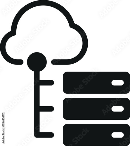 Cloud storage black icon. Web server symbol
