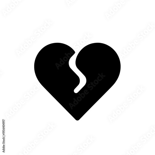 Broken Heart Outline Line Icon for Mobile Interface
