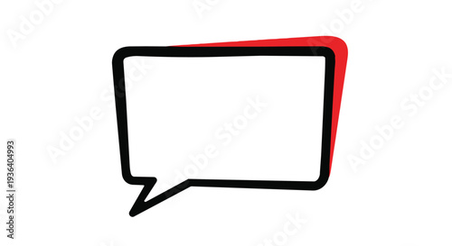A comic speech bubble with a red and black outline on a for dialogue or text