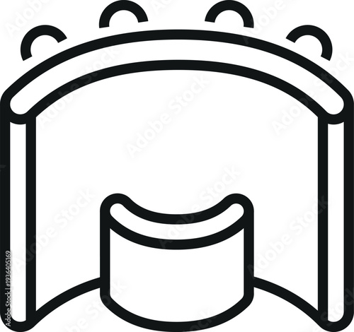 Pop up stand. Showcase exhibition display line icon