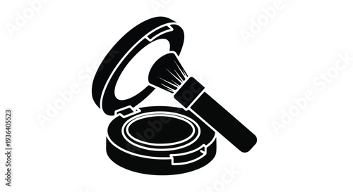 Vector makeup brush and compact powder illustration
