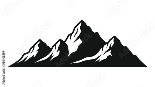 A black and white image of a mountain range